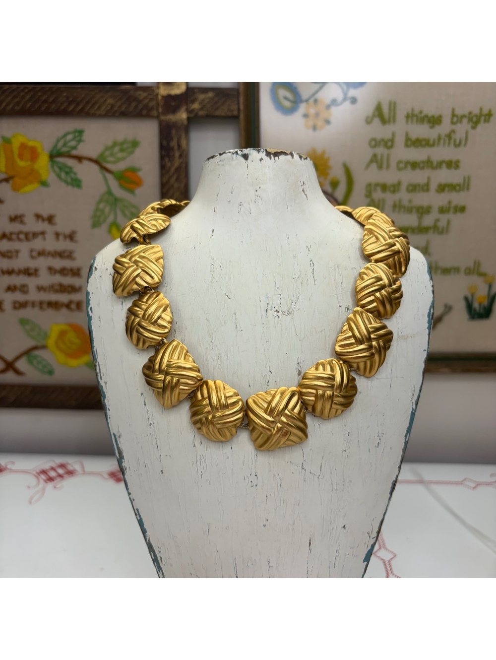 Anne Klein gold tone chunky choker vintage 80s